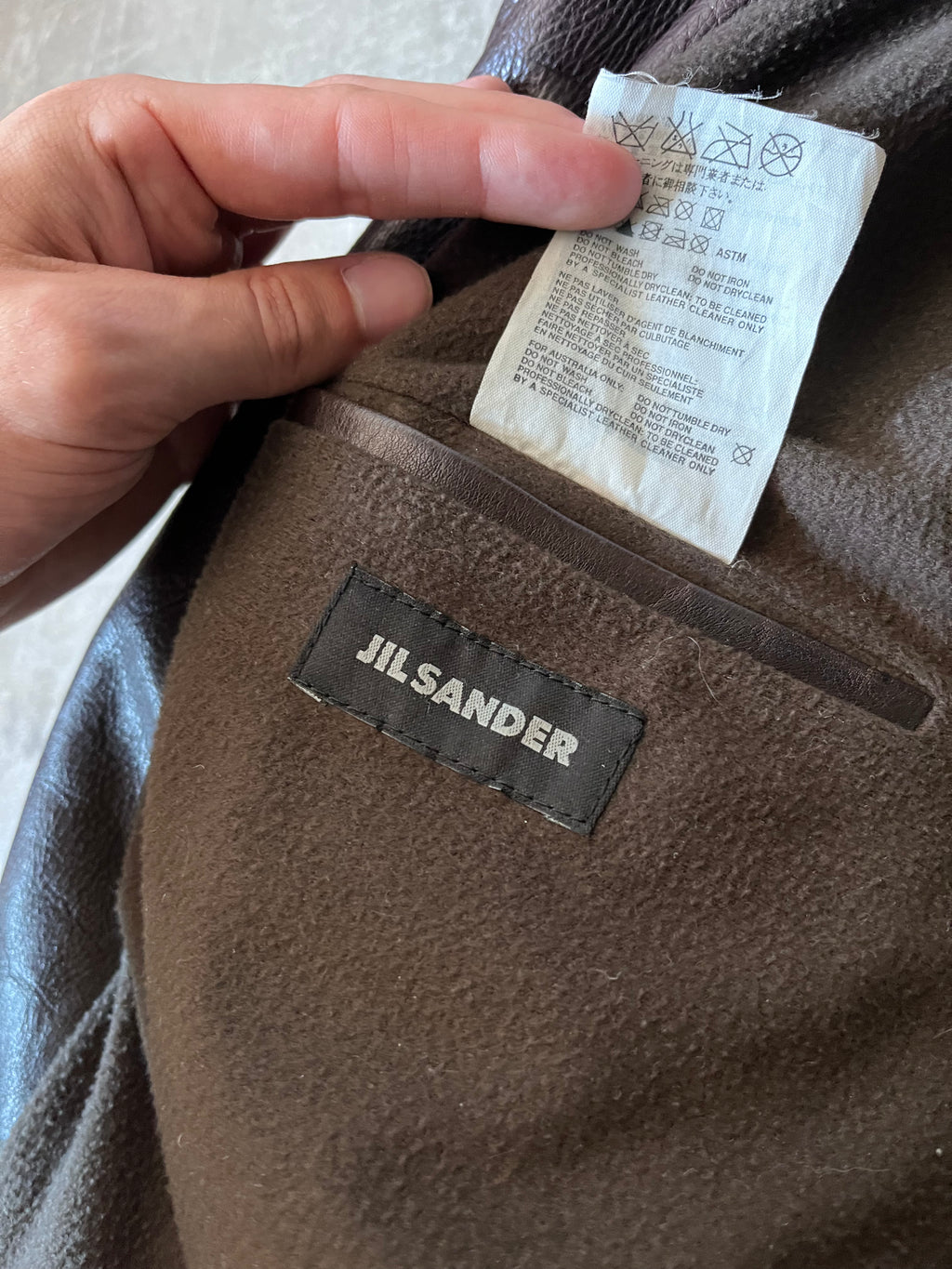 Jil Sander by Raf Simons Leather Ramones Jacket Brown Men - M