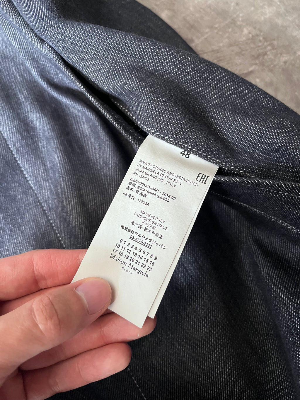 F/W 2018 Maison Margiela Denim Coat Navy Men - M
