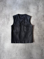 F/W 2010 Maison Margiela Replica Biker Leather Vest Black Men - S