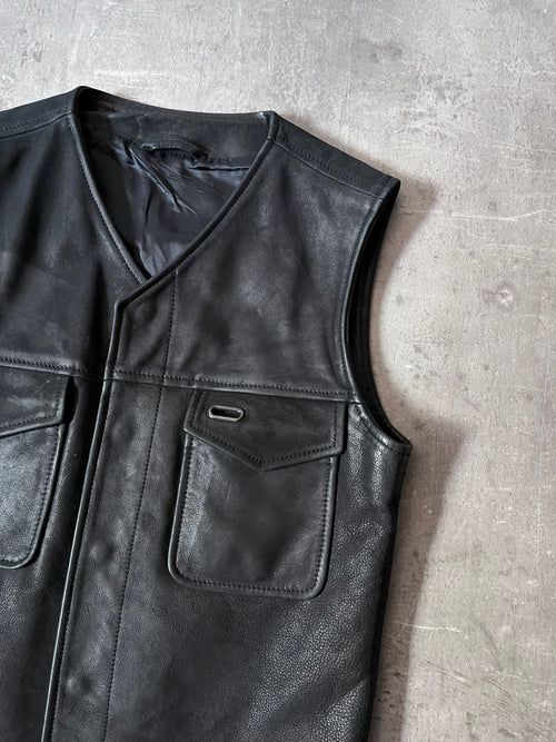 F/W 2010 Maison Margiela Replica Biker Leather Vest Black Men - S