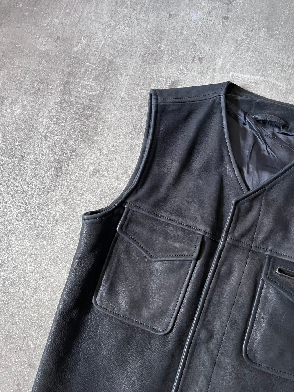 F/W 2010 Maison Margiela Replica Biker Leather Vest Black Men - S