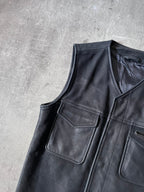 F/W 2010 Maison Margiela Replica Biker Leather Vest Black Men - S