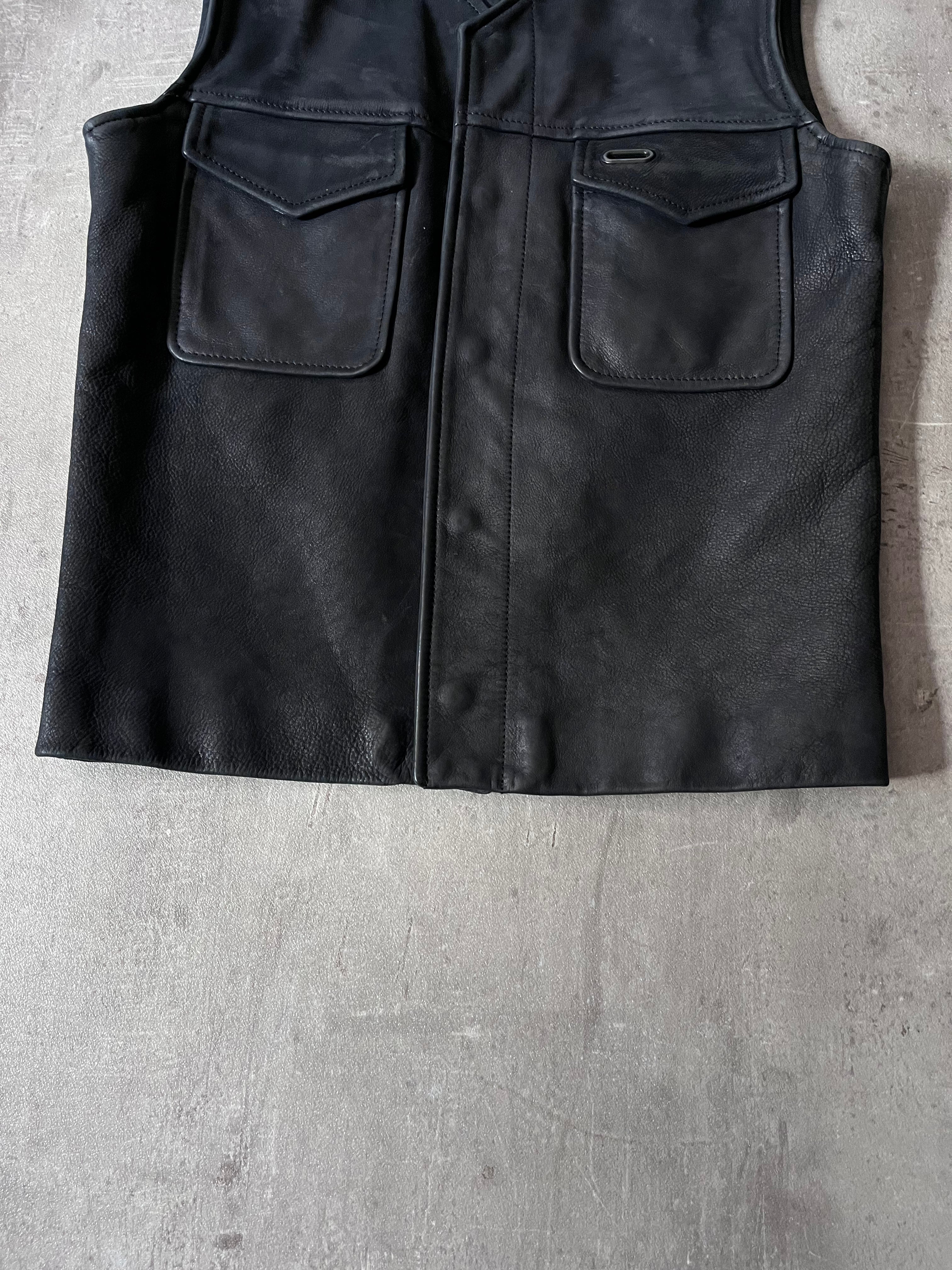 F/W 2010 Maison Margiela Replica Biker Leather Vest Black Men - S