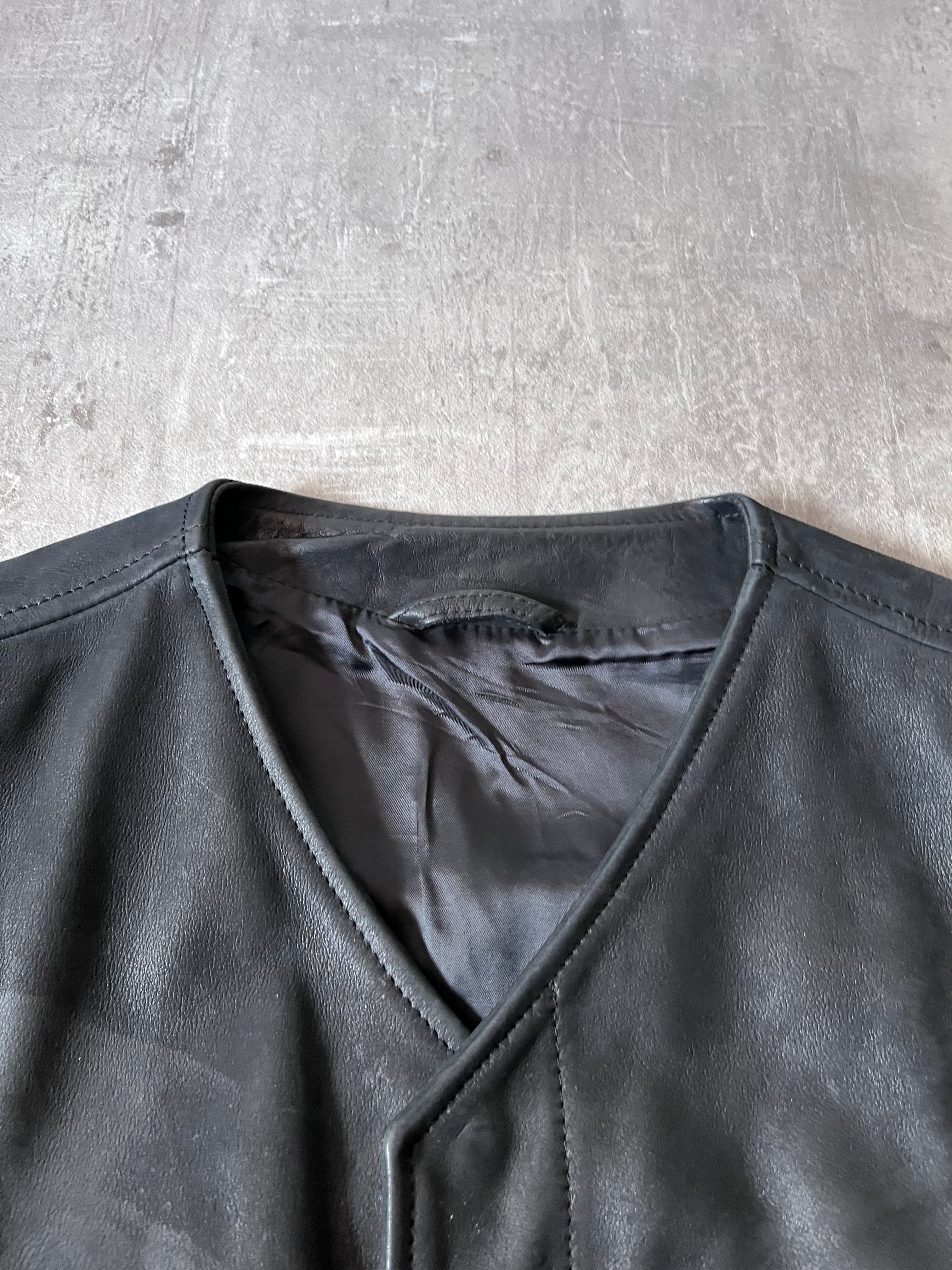 F/W 2010 Maison Margiela Replica Biker Leather Vest Black Men - S
