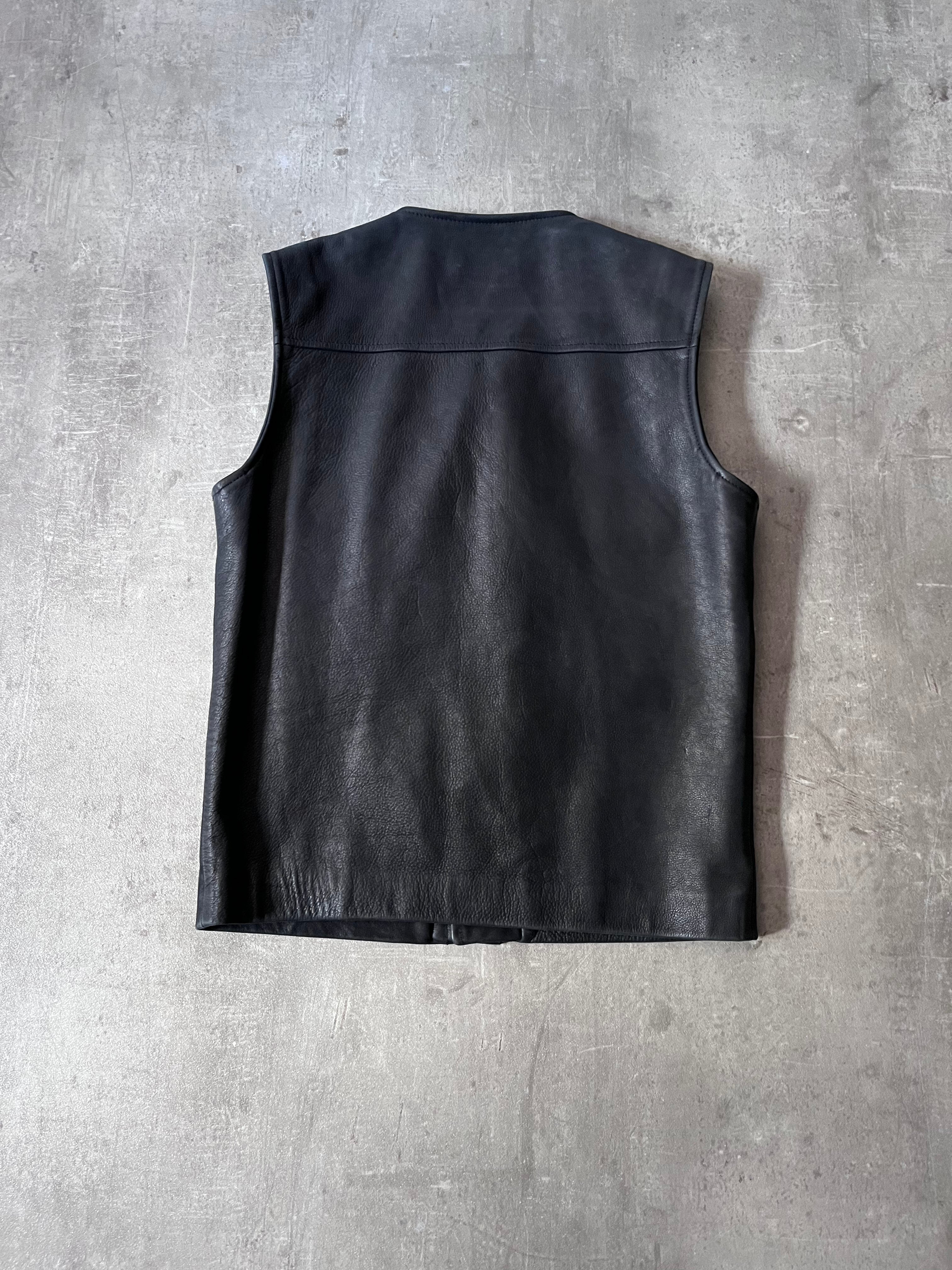 F/W 2010 Maison Margiela Replica Biker Leather Vest Black Men - S