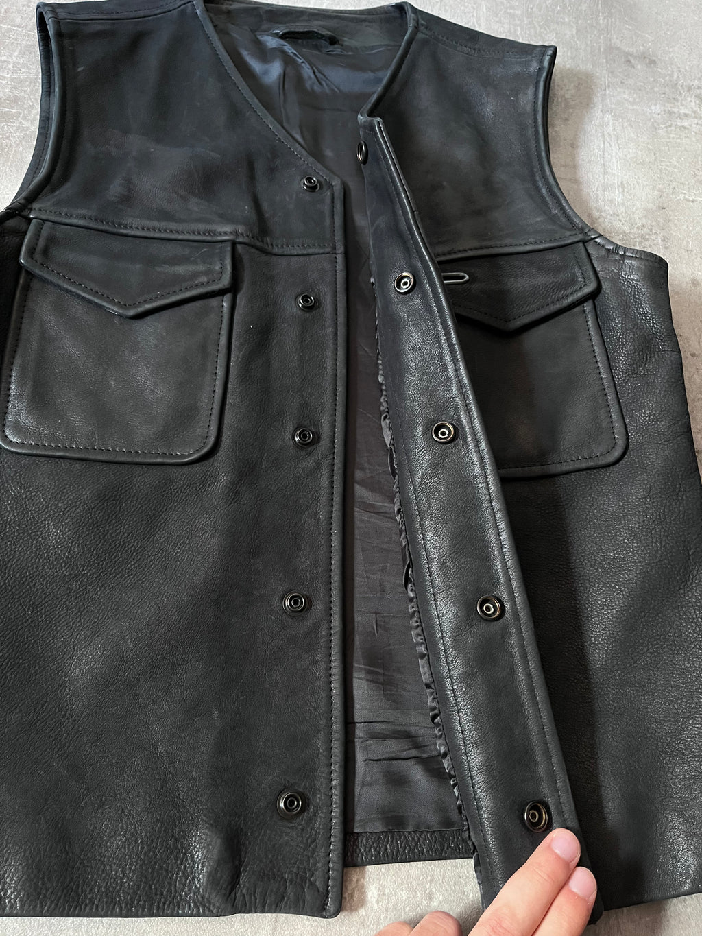 F/W 2010 Maison Margiela Replica Biker Leather Vest Black Men - S
