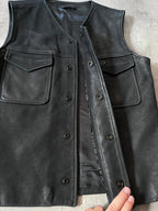 F/W 2010 Maison Margiela Replica Biker Leather Vest Black Men - S