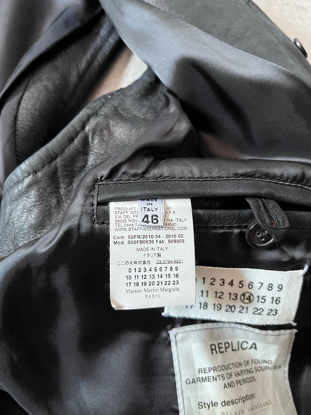 F/W 2010 Maison Margiela Replica Biker Leather Vest Black Men - S