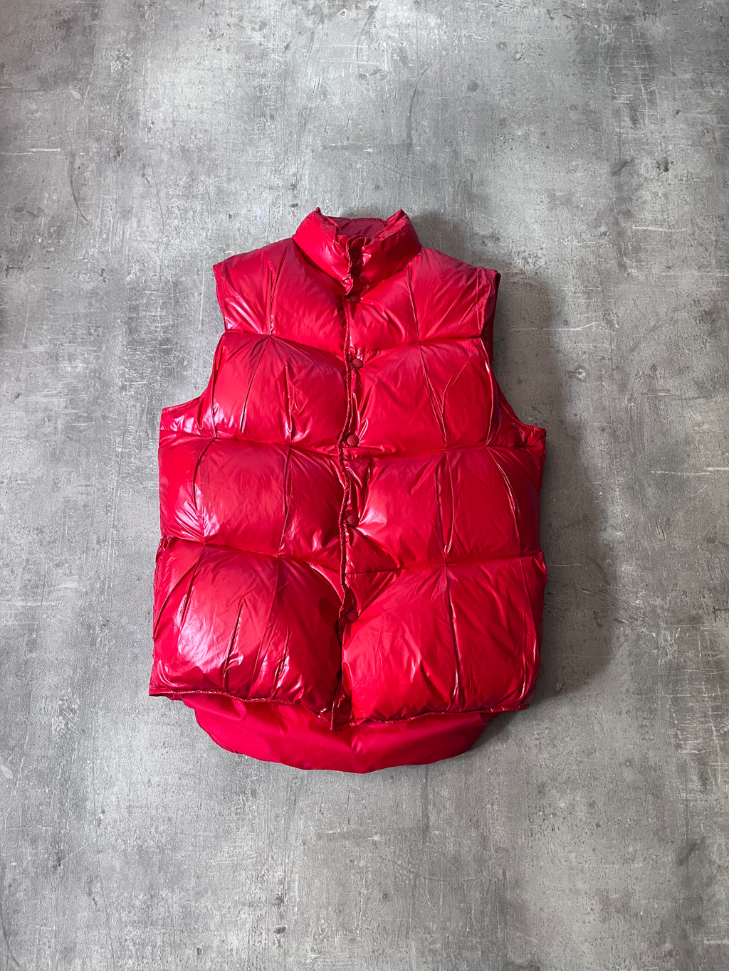 F/W 2008 Maison Margiela Wrinkled Feather Puffer Vest Red Men - M