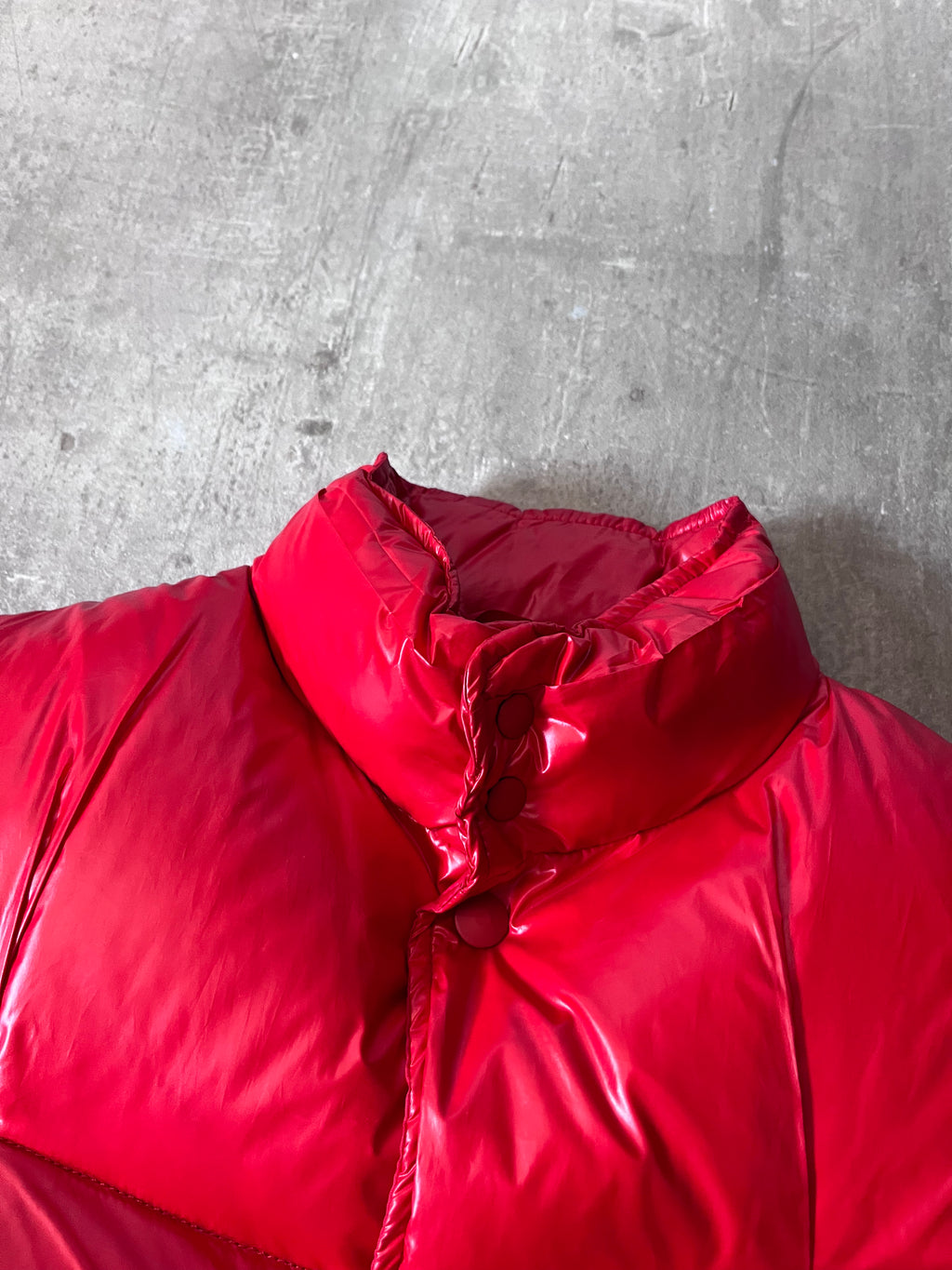 F/W 2008 Maison Margiela Wrinkled Feather Puffer Vest Red Men - M