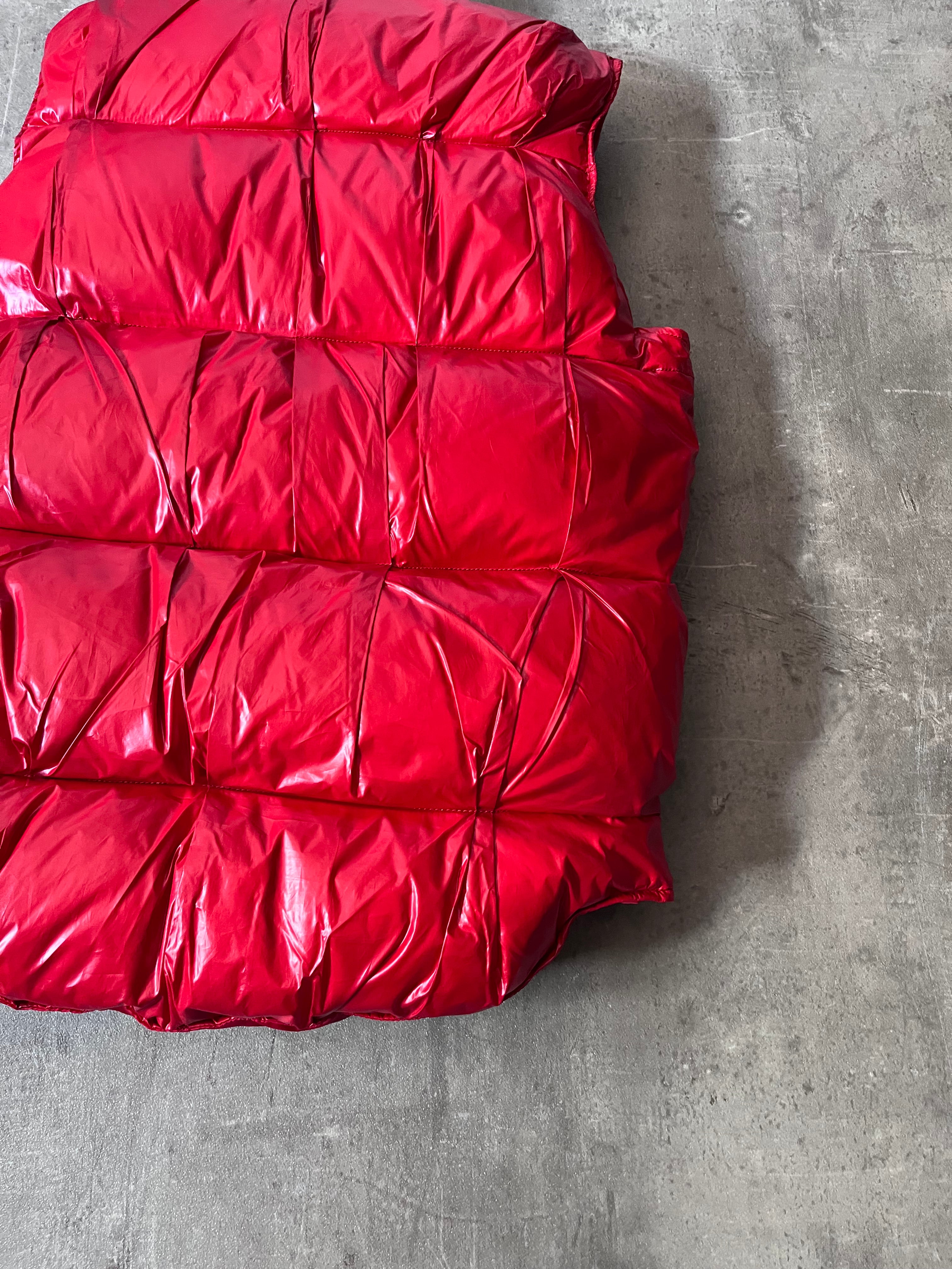 F/W 2008 Maison Margiela Wrinkled Feather Puffer Vest Red Men - M