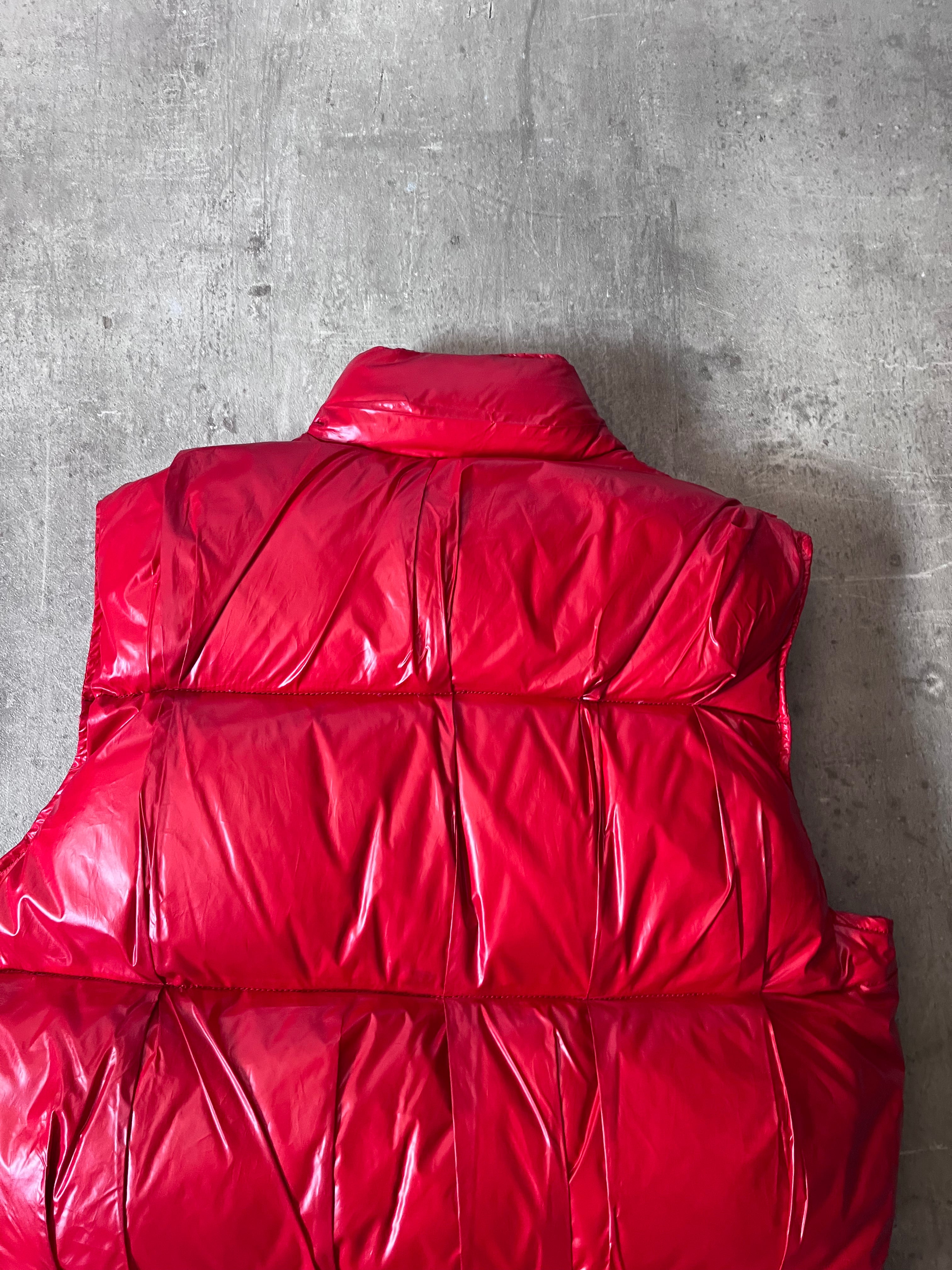 F/W 2008 Maison Margiela Wrinkled Feather Puffer Vest Red Men - M