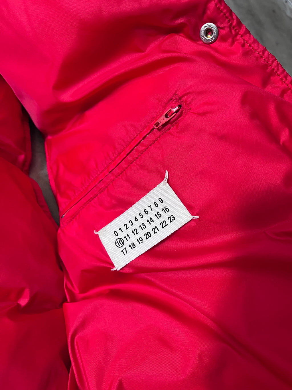 F/W 2008 Maison Margiela Wrinkled Feather Puffer Vest Red Men - M