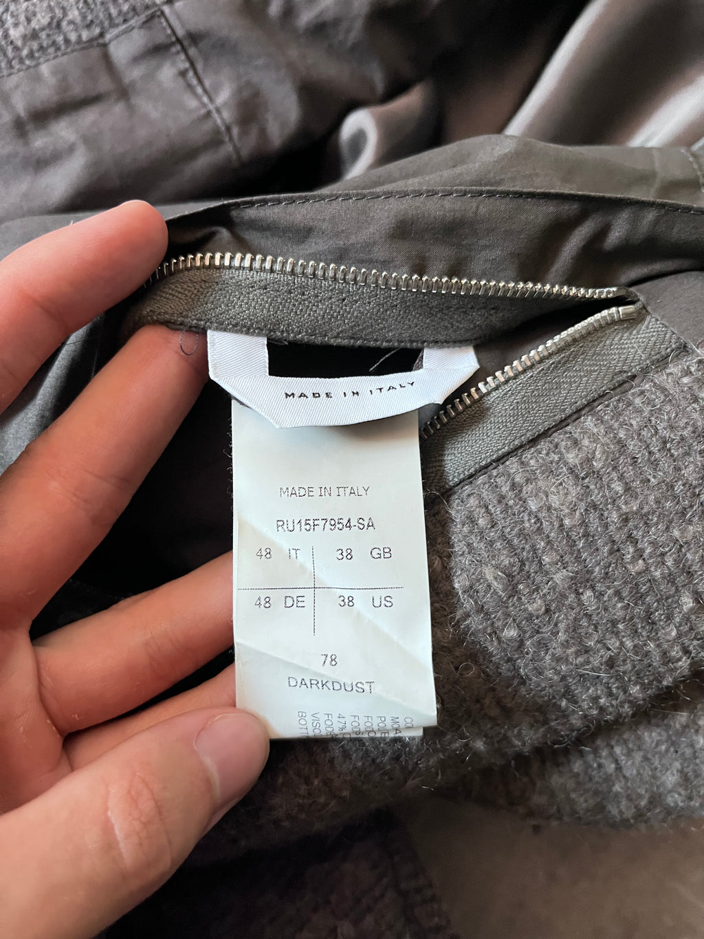 F/W 2015 Rick Owens Wool Mohair Coat Grey Men - M
