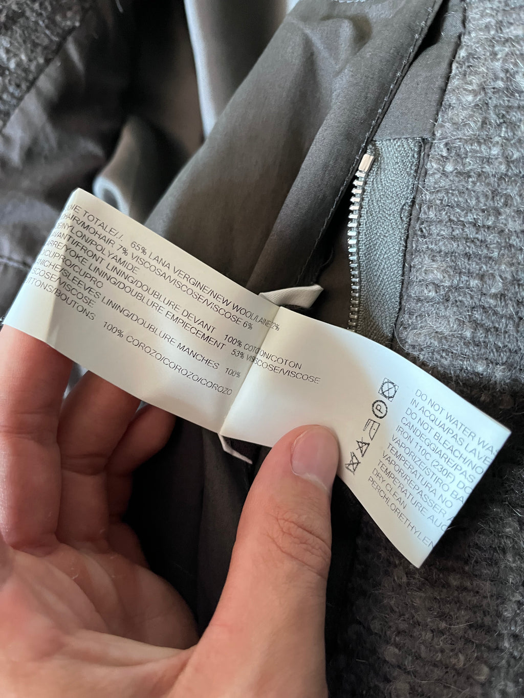 F/W 2015 Rick Owens Wool Mohair Coat Grey Men - M