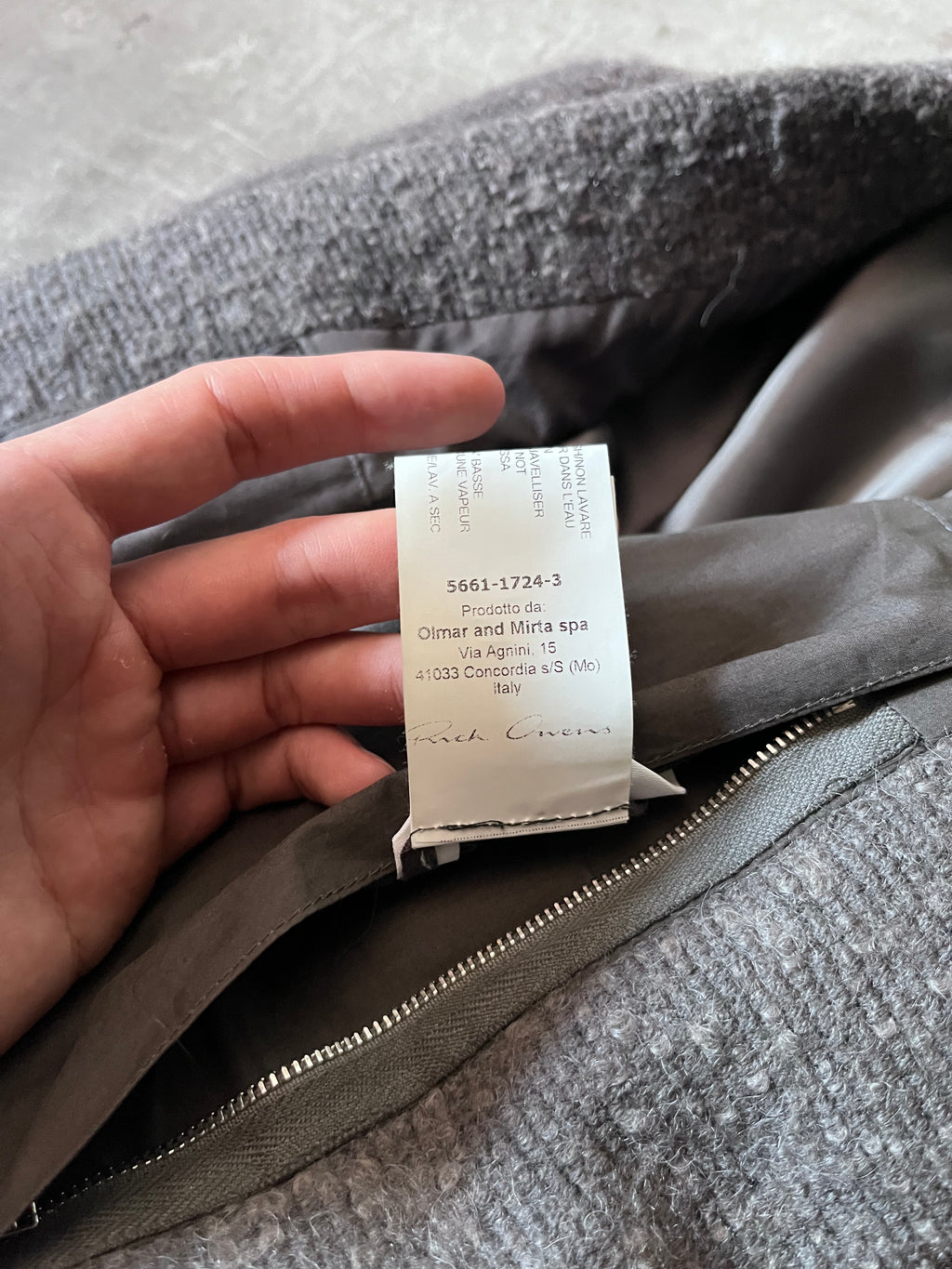 F/W 2015 Rick Owens Wool Mohair Coat Grey Men - M