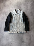 Rick Owens Hybrid Denim Leather Trucker Jacket Grey Black Blue Men - L