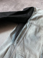 Rick Owens Hybrid Denim Leather Trucker Jacket Grey Black Blue Men - L
