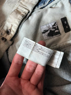 Rick Owens Hybrid Denim Leather Trucker Jacket Grey Black Blue Men - L