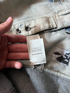 Rick Owens Hybrid Denim Leather Trucker Jacket Grey Black Blue Men - L