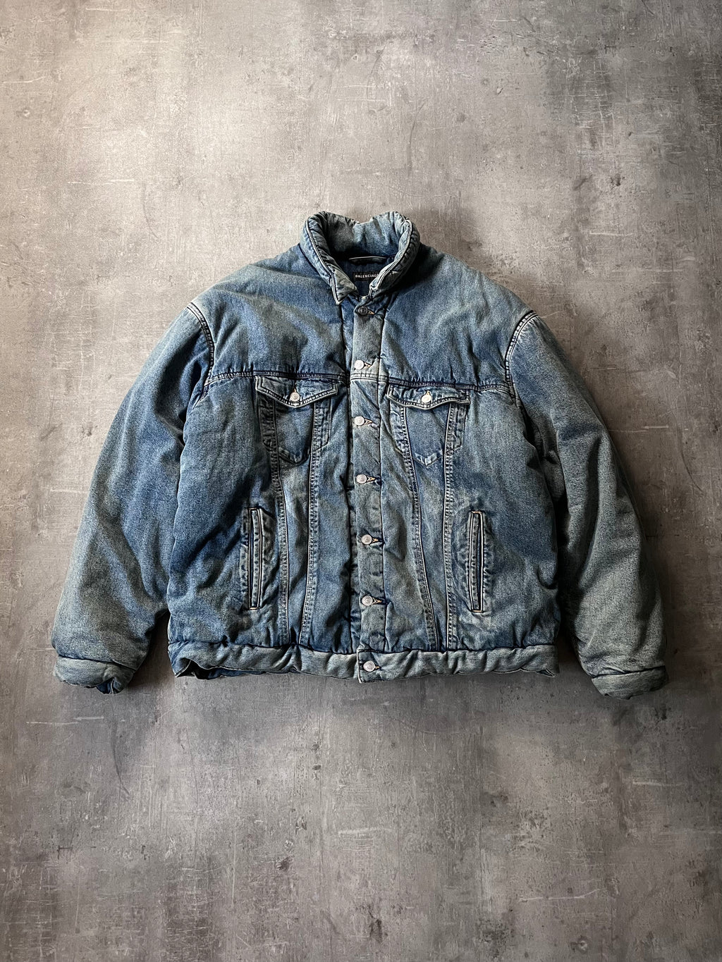 F/W 2022 Balenciaga Padded Denim Oversize Bomber Jacket Blue Men - S