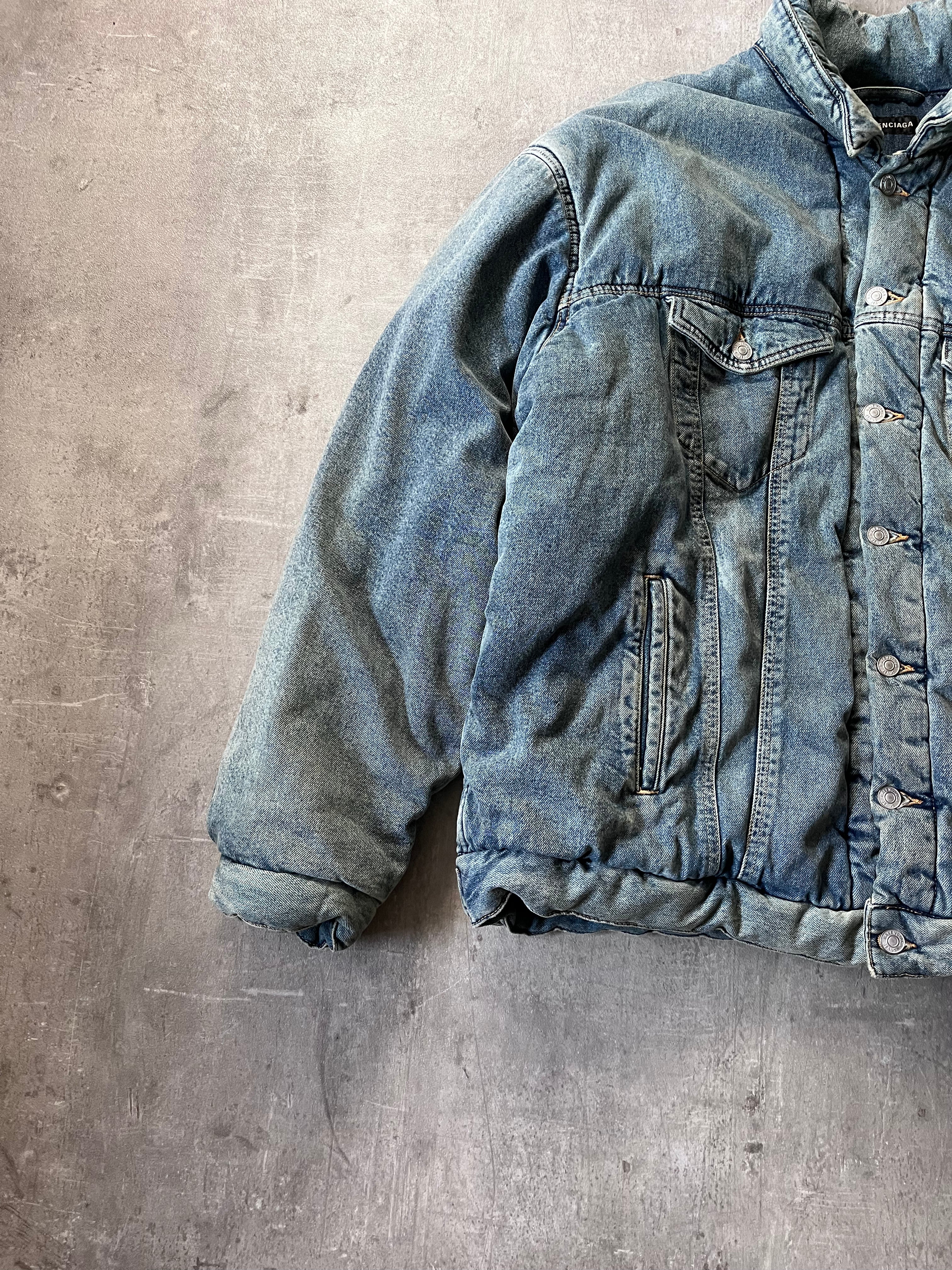 F/W 2022 Balenciaga Padded Denim Oversize Bomber Jacket Blue Men - S