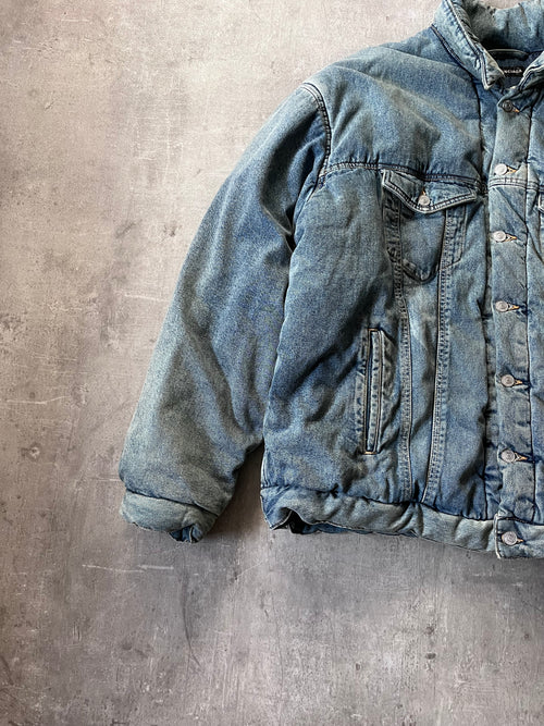F/W 2022 Balenciaga Padded Denim Oversize Bomber Jacket Blue Men - S