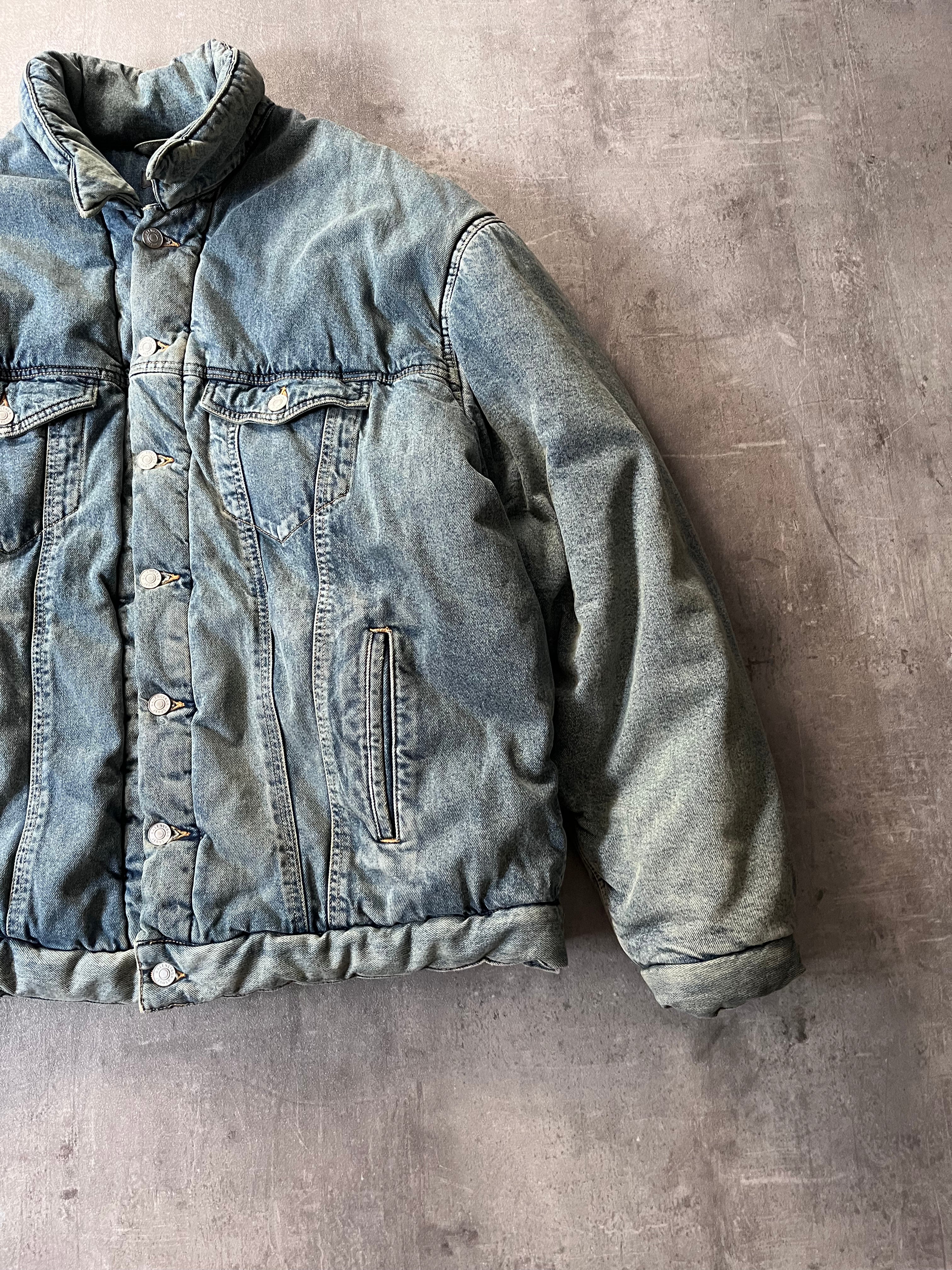 F/W 2022 Balenciaga Padded Denim Oversize Bomber Jacket Blue Men - S