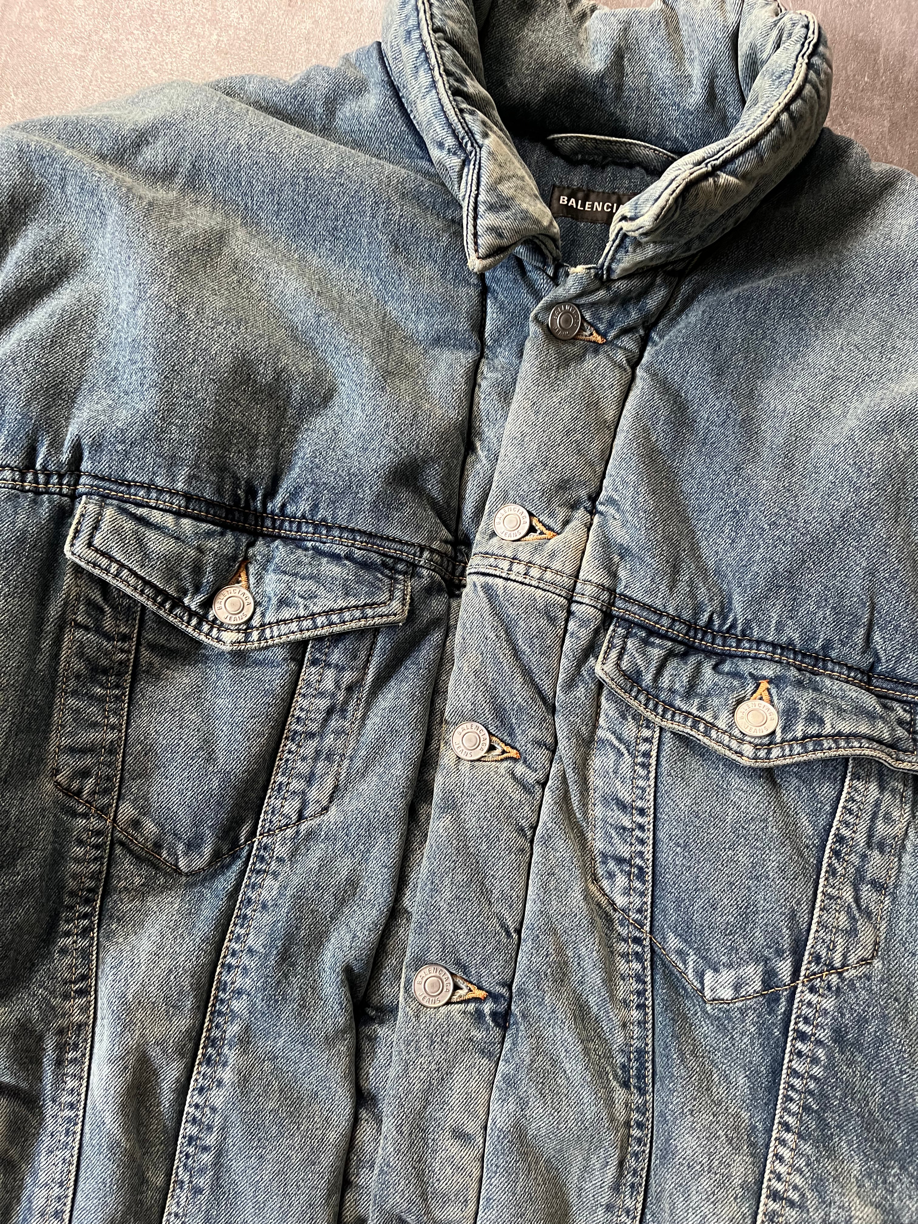F/W 2022 Balenciaga Padded Denim Oversize Bomber Jacket Blue Men - S