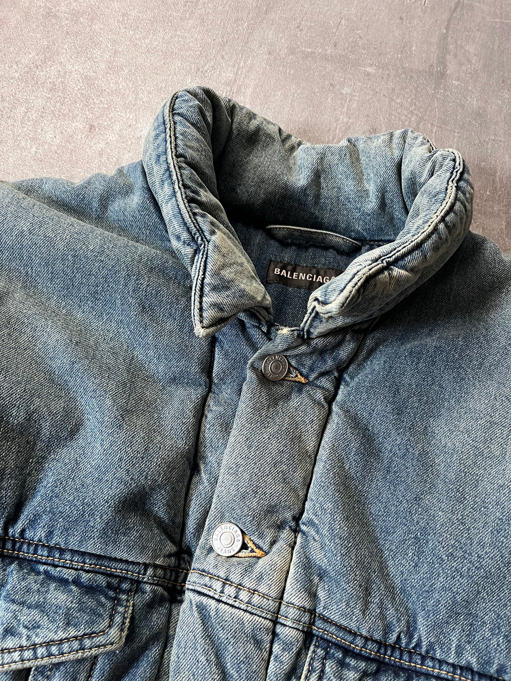 F/W 2022 Balenciaga Padded Denim Oversize Bomber Jacket Blue Men - S