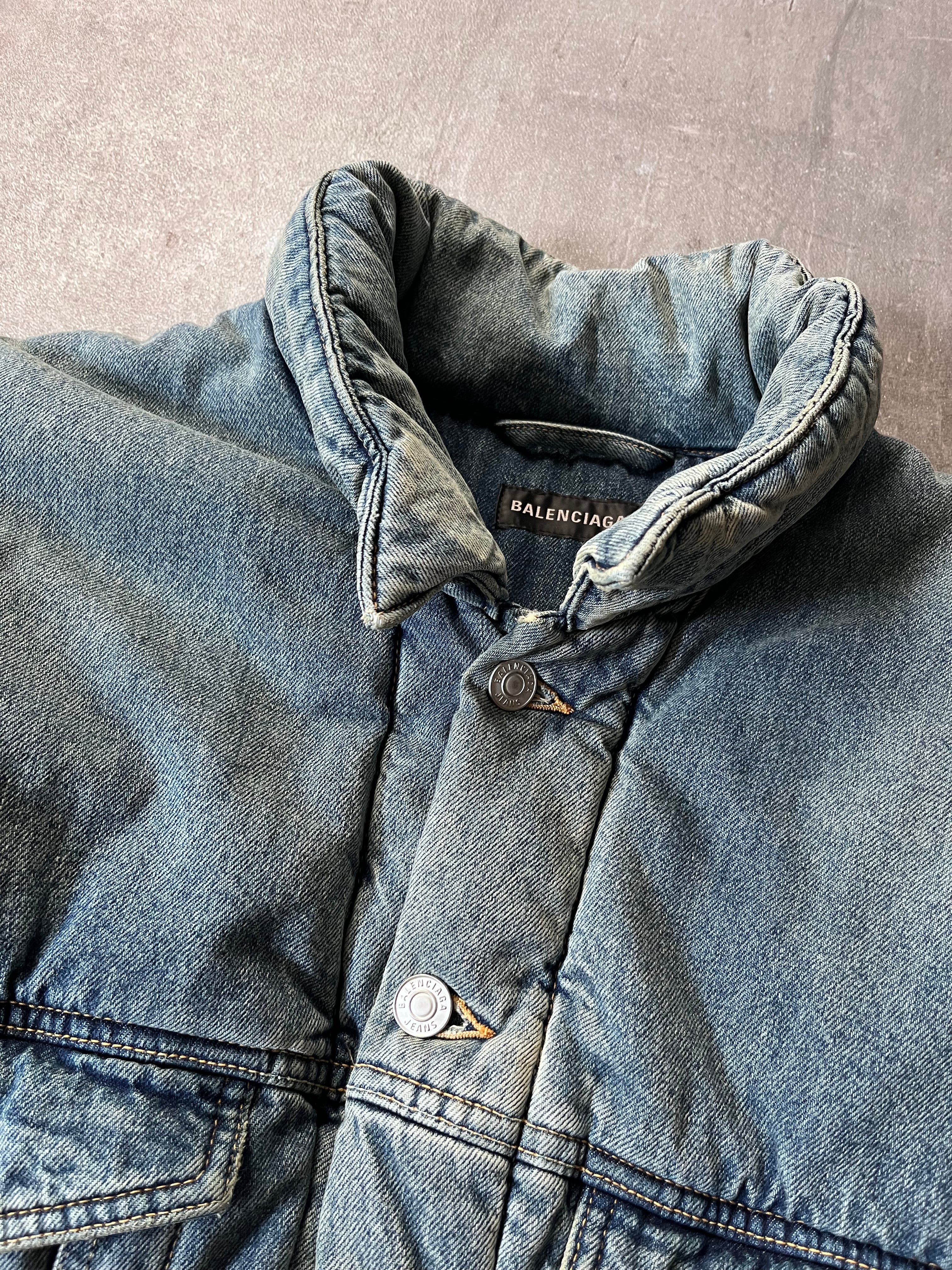 F/W 2022 Balenciaga Padded Denim Oversize Bomber Jacket Blue Men - S