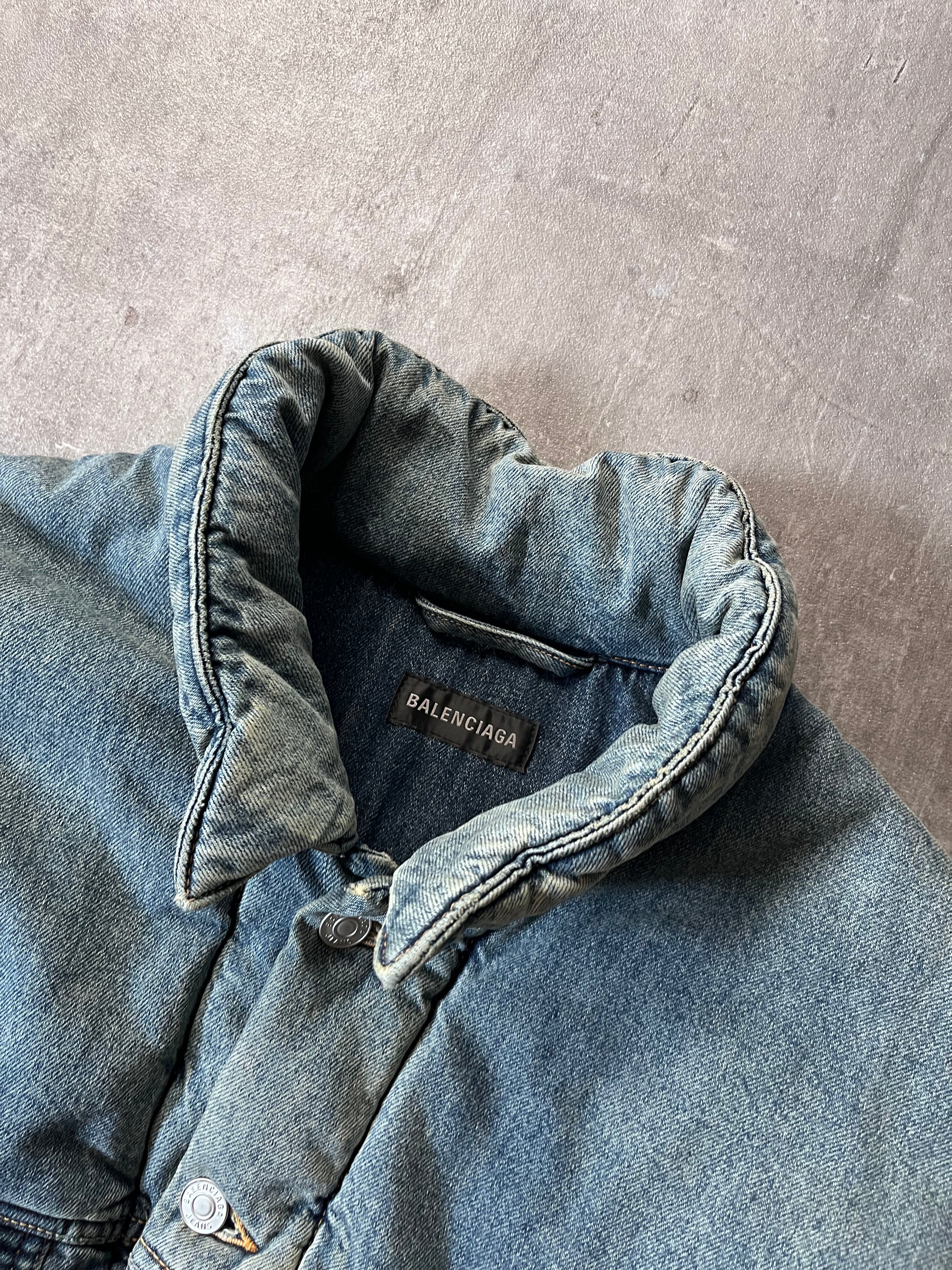 F/W 2022 Balenciaga Padded Denim Oversize Bomber Jacket Blue Men - S