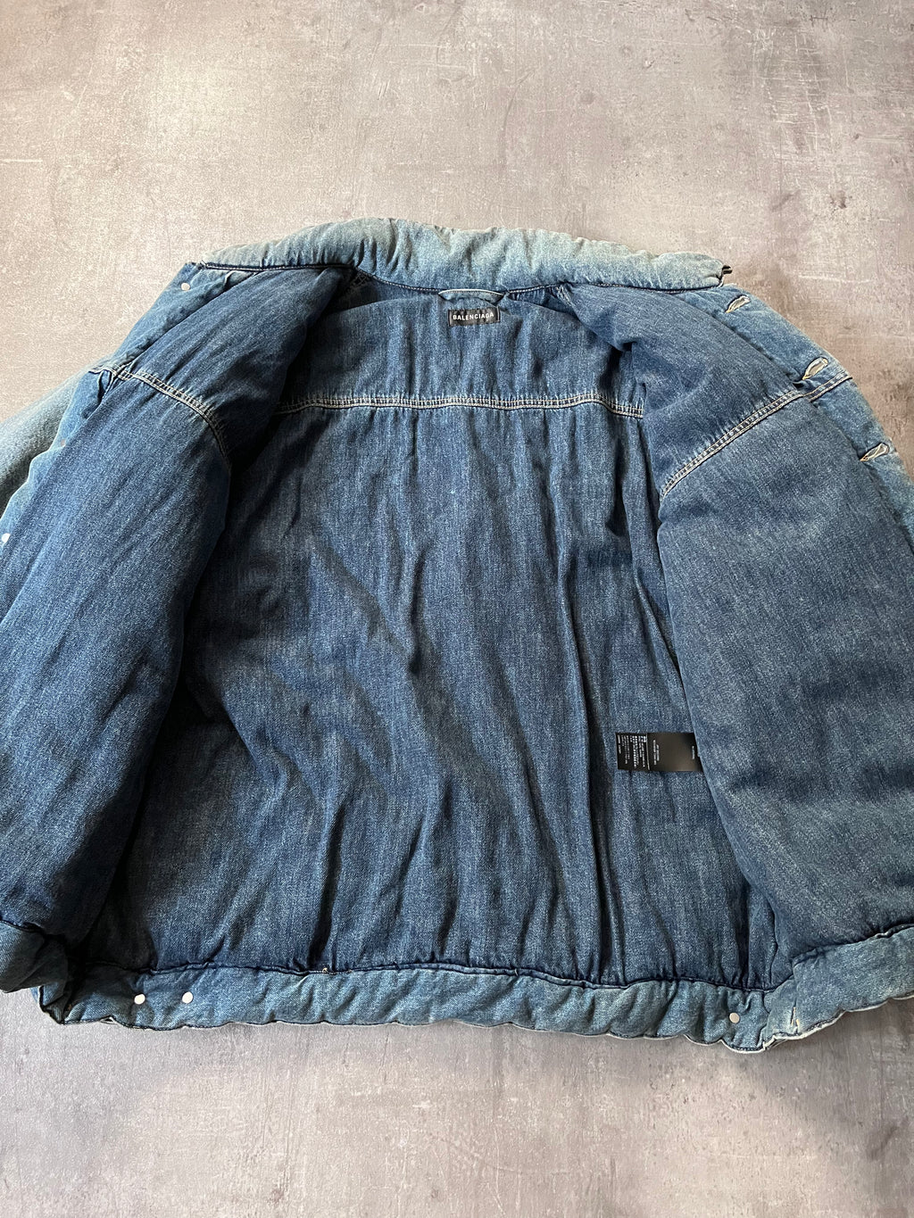 F/W 2022 Balenciaga Padded Denim Oversize Bomber Jacket Blue Men - S