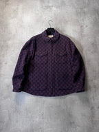 Gucci GG Jacquard Monogram Wool Shirt Jacket Men Red Navy Men - M