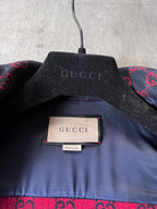 Gucci GG Jacquard Monogram Wool Shirt Jacket Men Red Navy Men - M