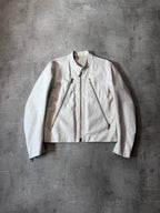 S/S 2008 Maison Margiela 5-Zip Leather Jacket White Men - L