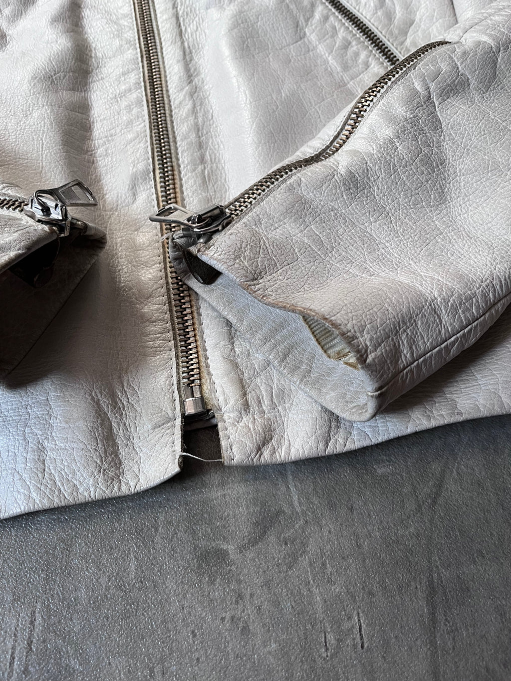 S/S 2008 Maison Margiela 5-Zip Leather Jacket White Men - L
