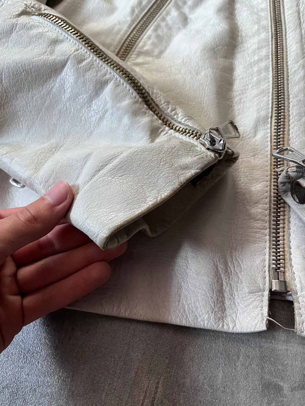S/S 2008 Maison Margiela 5-Zip Leather Jacket White Men - L