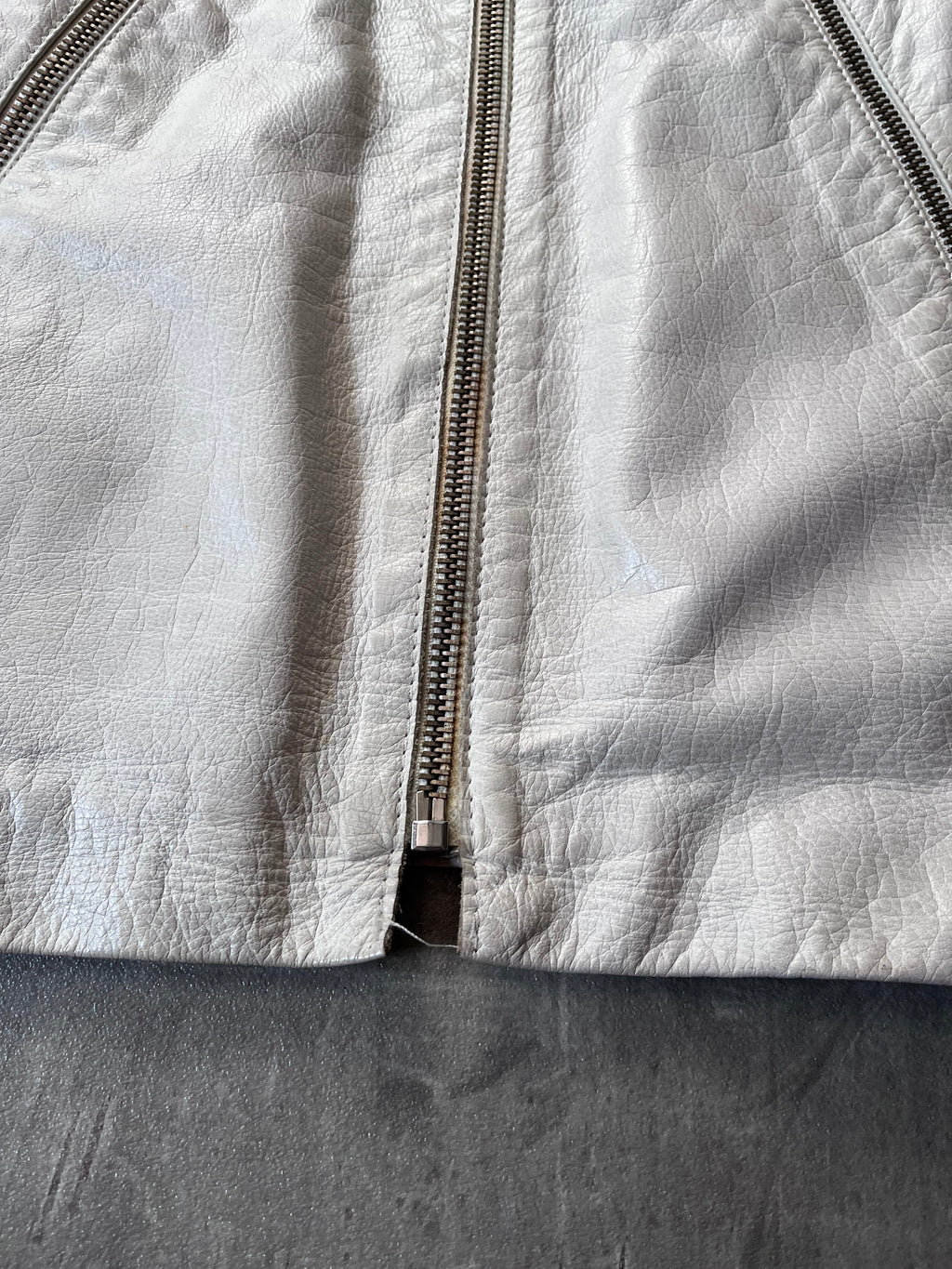 S/S 2008 Maison Margiela 5-Zip Leather Jacket White Men - L