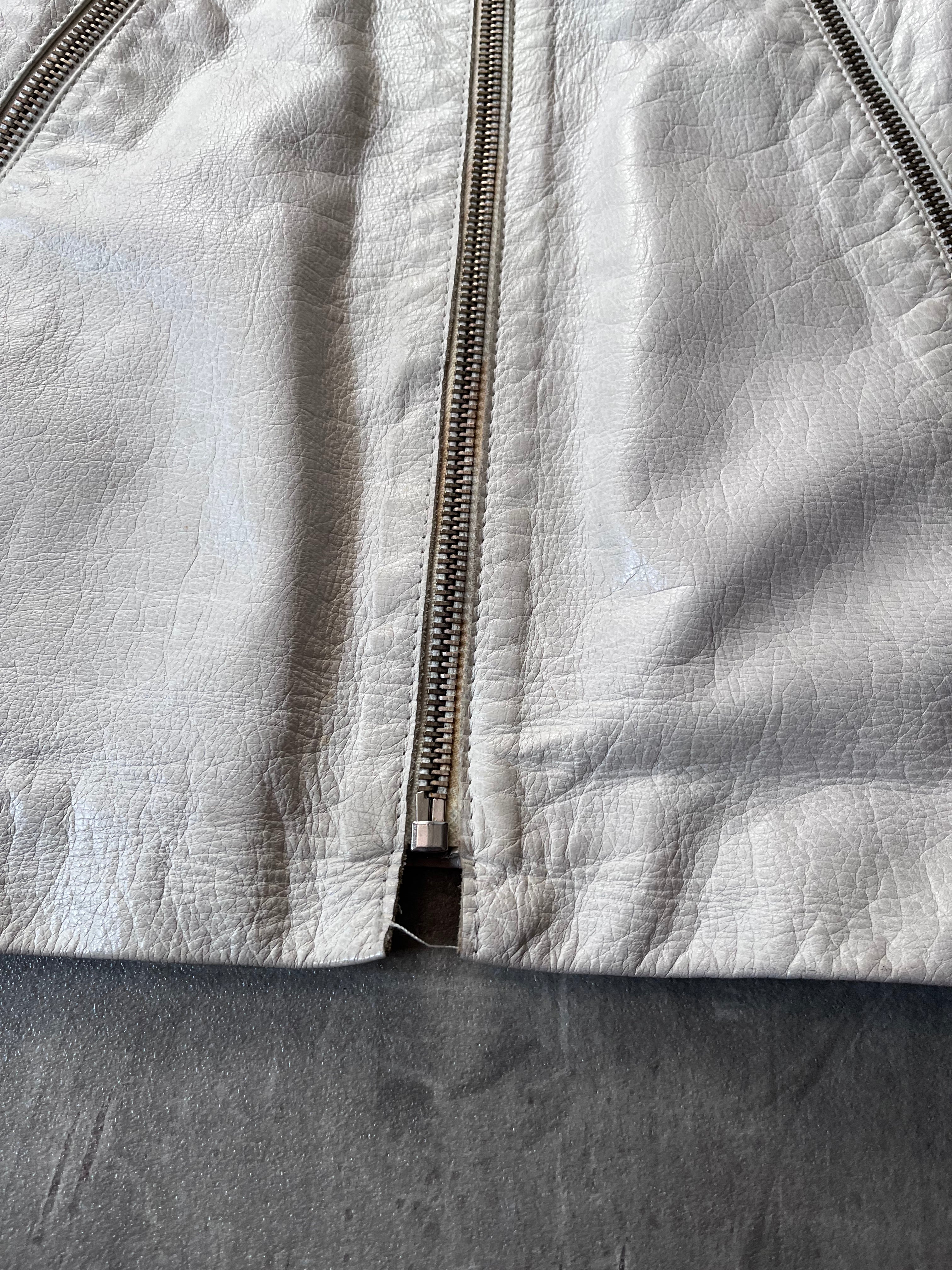 S/S 2008 Maison Margiela 5-Zip Leather Jacket White Men - L
