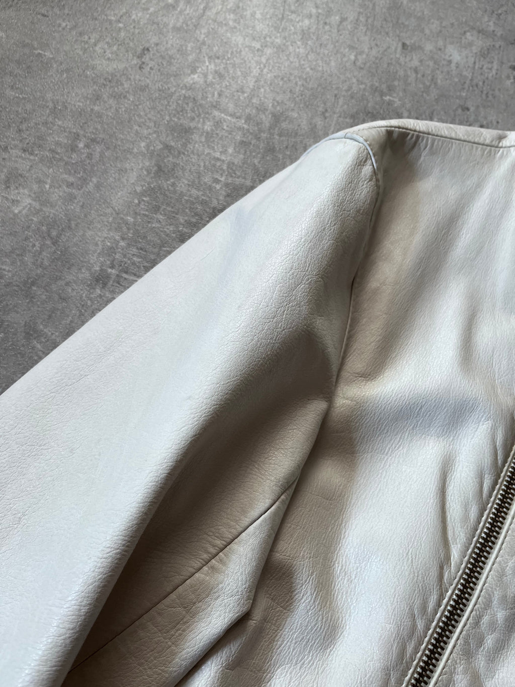 S/S 2008 Maison Margiela 5-Zip Leather Jacket White Men - L