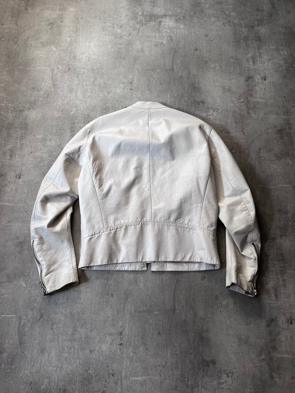 S/S 2008 Maison Margiela 5-Zip Leather Jacket White Men - L