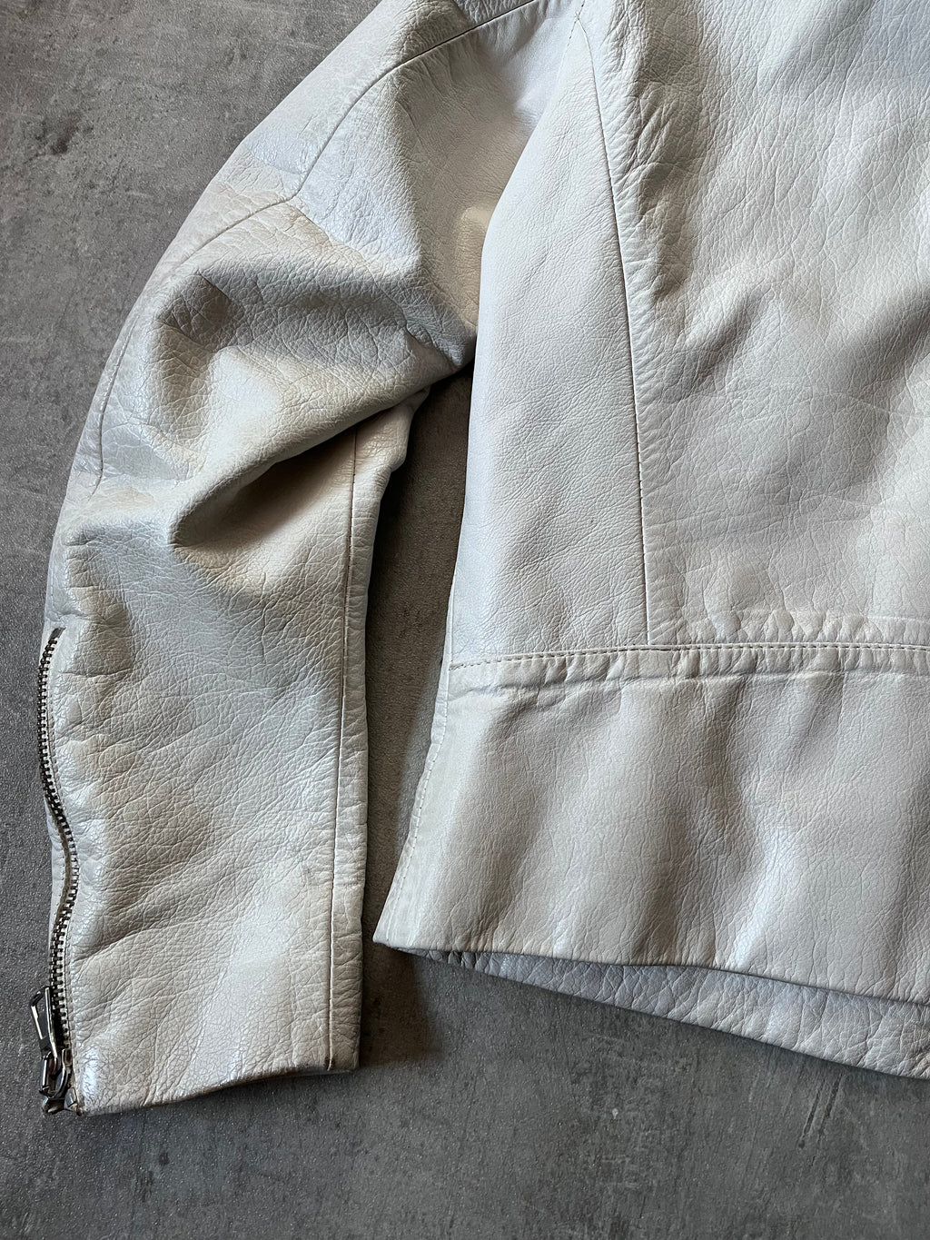 S/S 2008 Maison Margiela 5-Zip Leather Jacket White Men - L