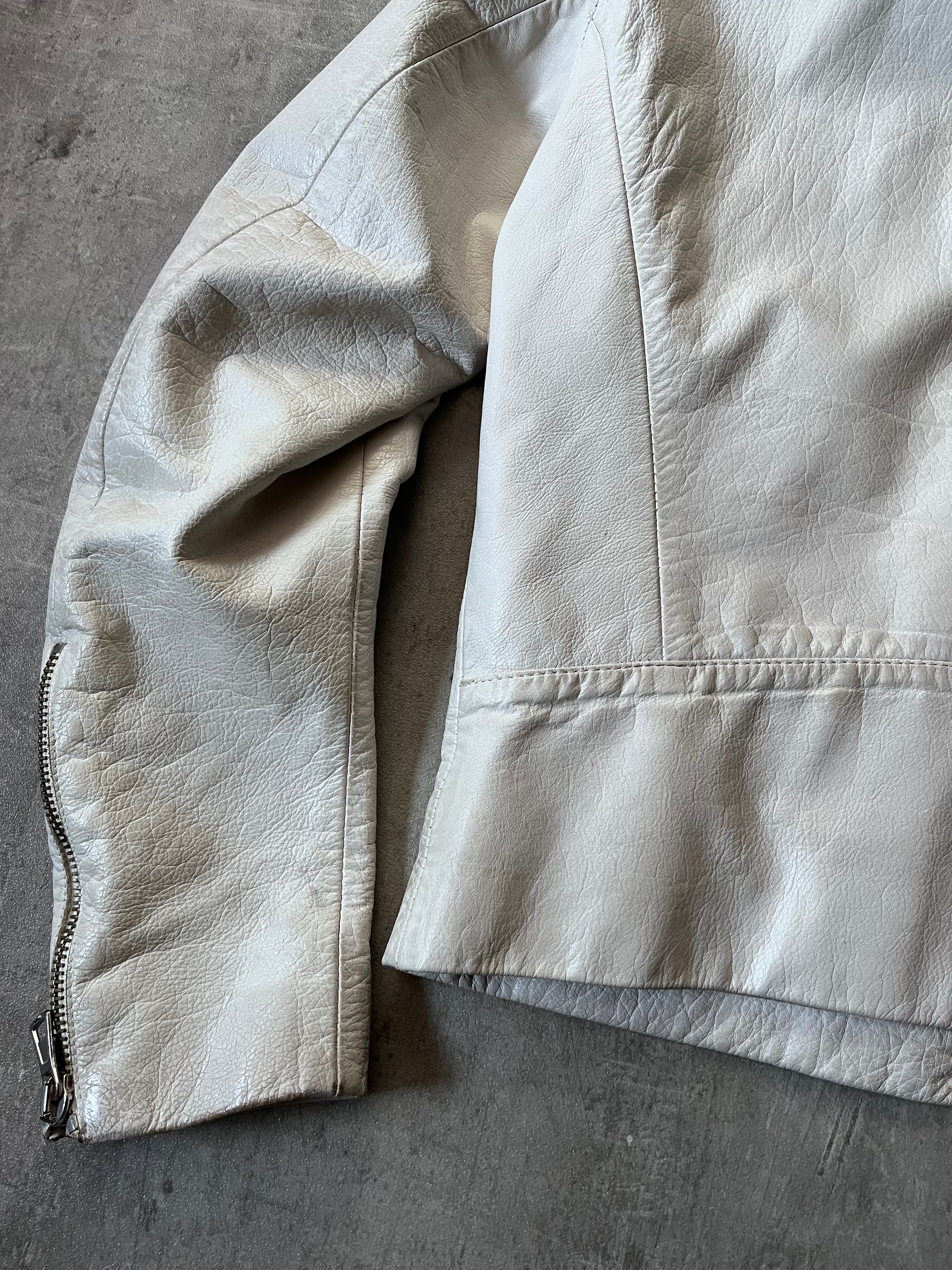 S/S 2008 Maison Margiela 5-Zip Leather Jacket White Men - L