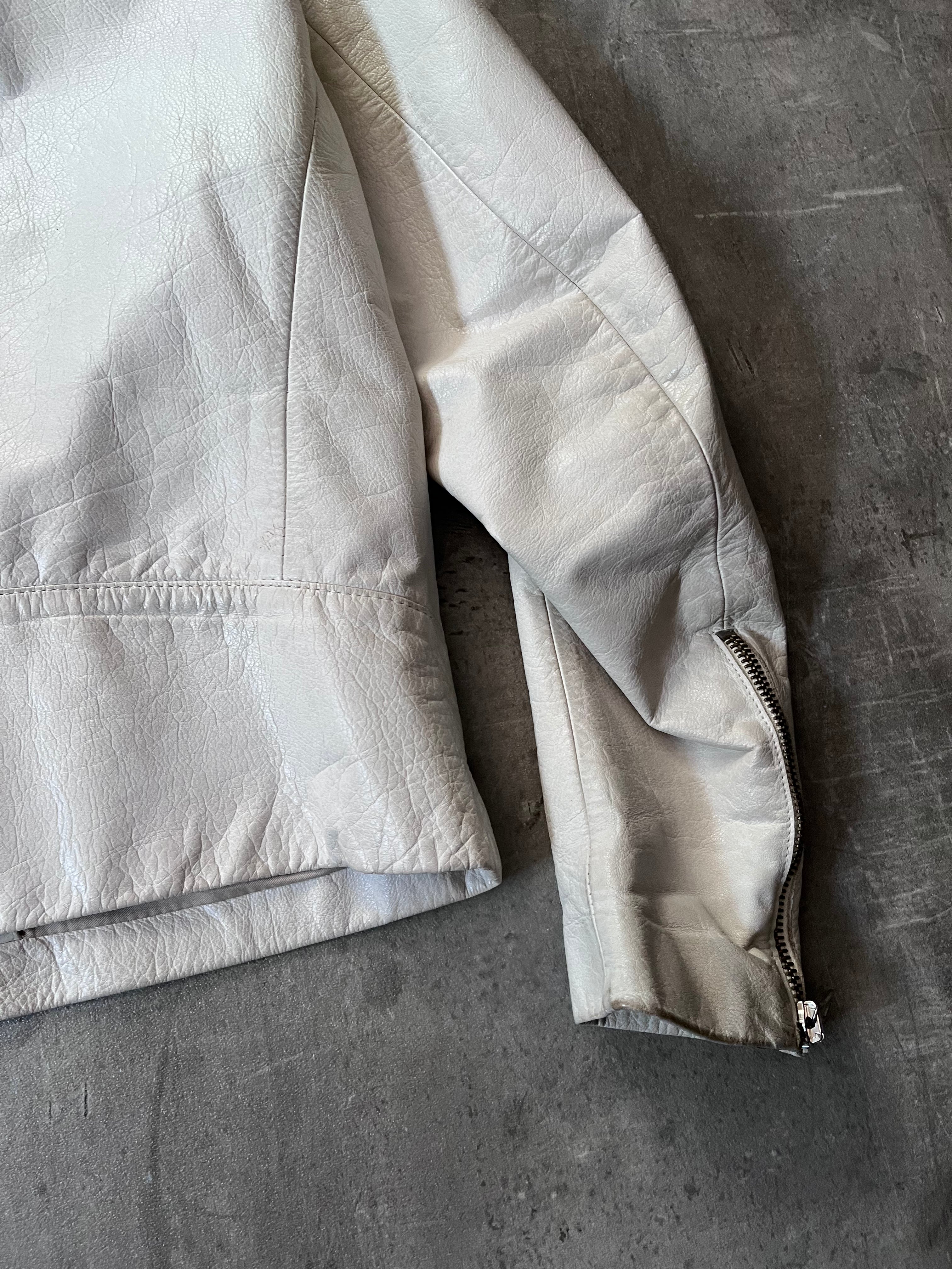 S/S 2008 Maison Margiela 5-Zip Leather Jacket White Men - L