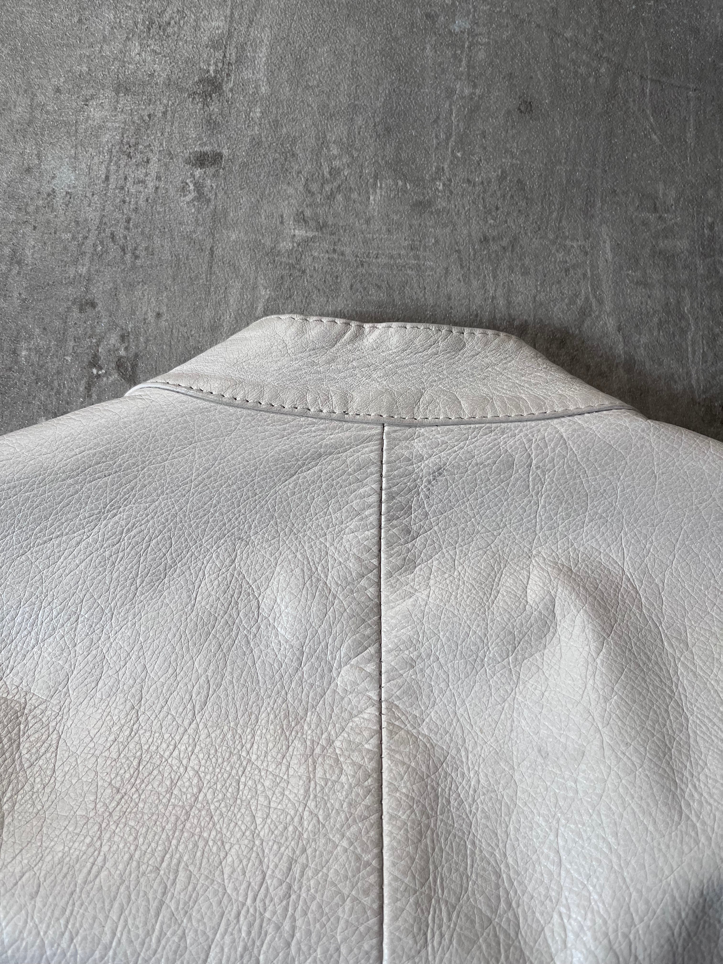 S/S 2008 Maison Margiela 5-Zip Leather Jacket White Men - L