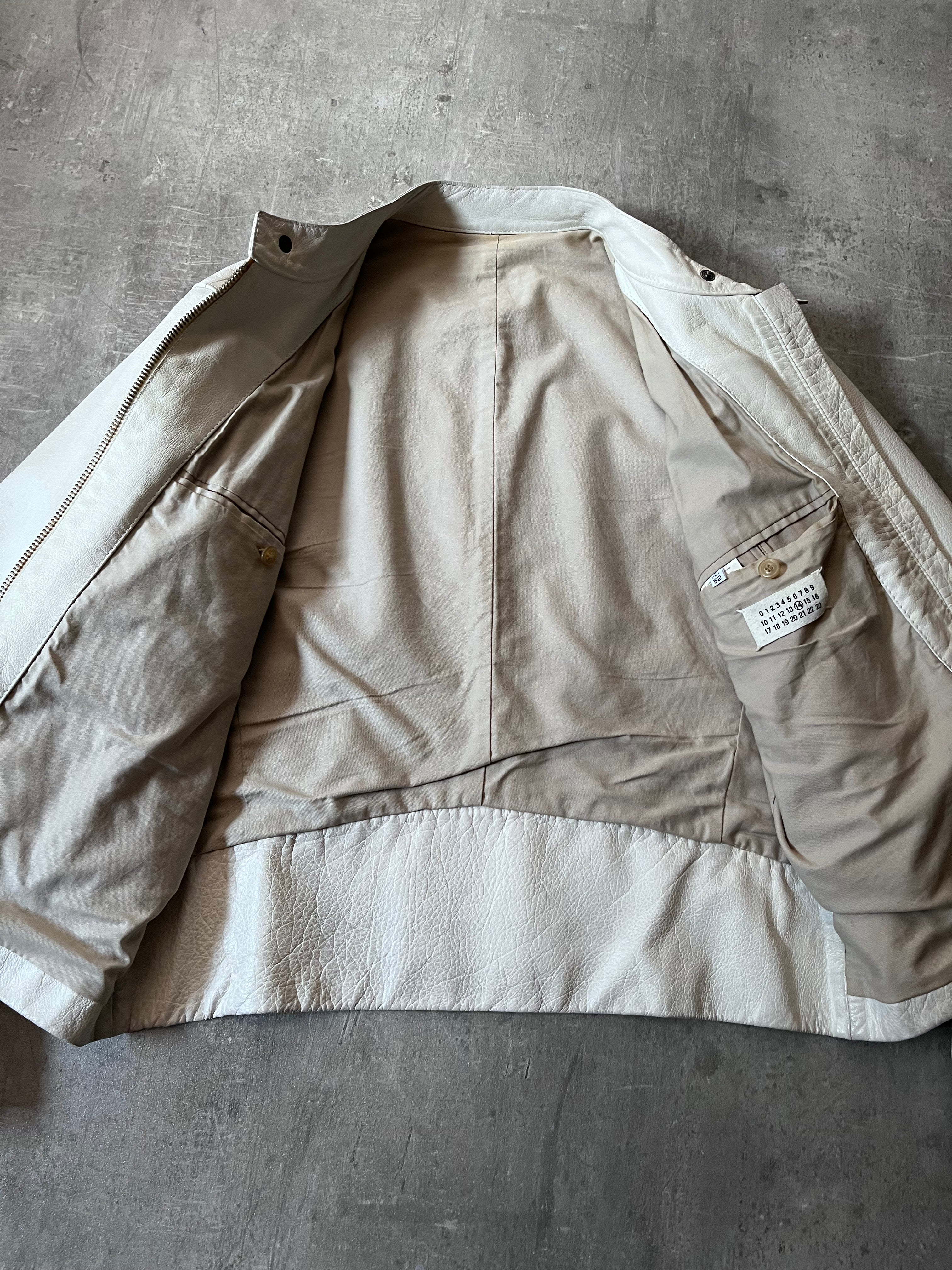 S/S 2008 Maison Margiela 5-Zip Leather Jacket White Men - L