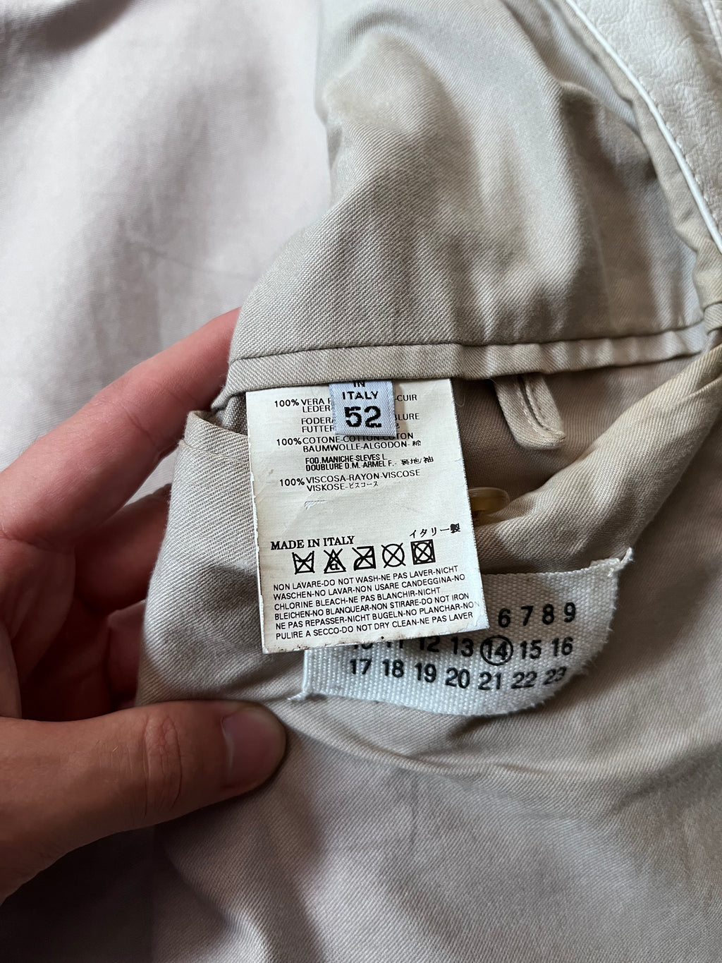 S/S 2008 Maison Margiela 5-Zip Leather Jacket White Men - L