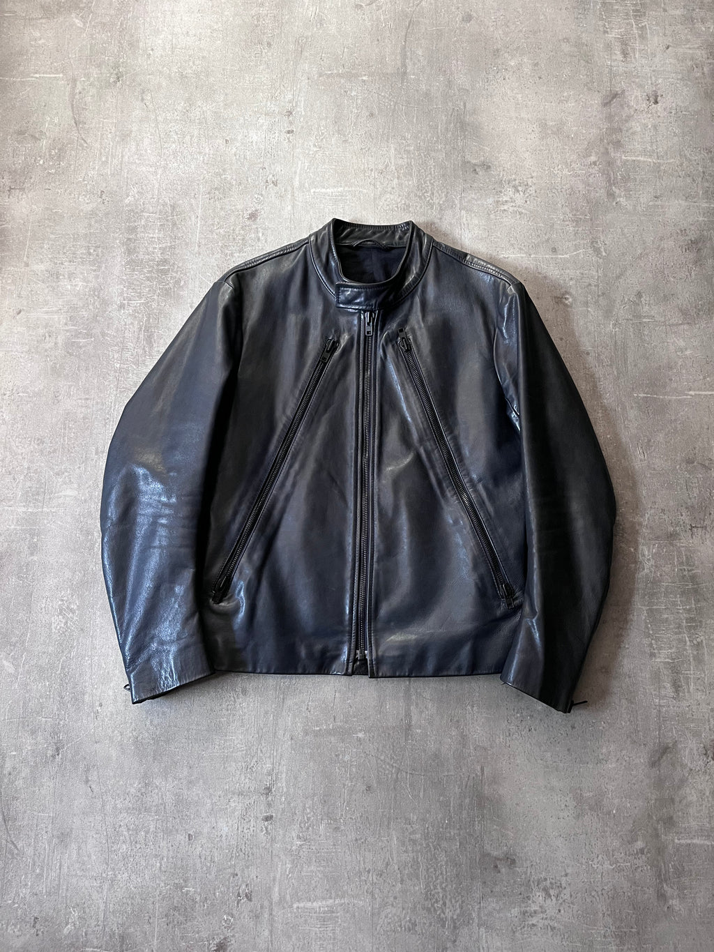 S/S 2011 Maison Margiela 5-Zip Leather Jacket Navy Men - M