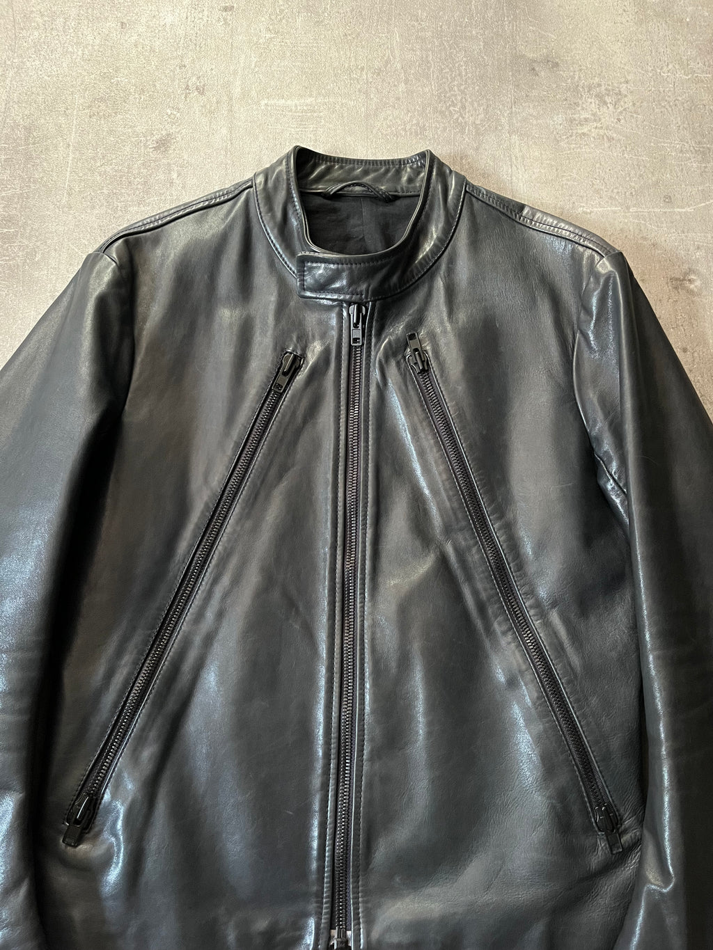 S/S 2011 Maison Margiela 5-Zip Leather Jacket Navy Men - M